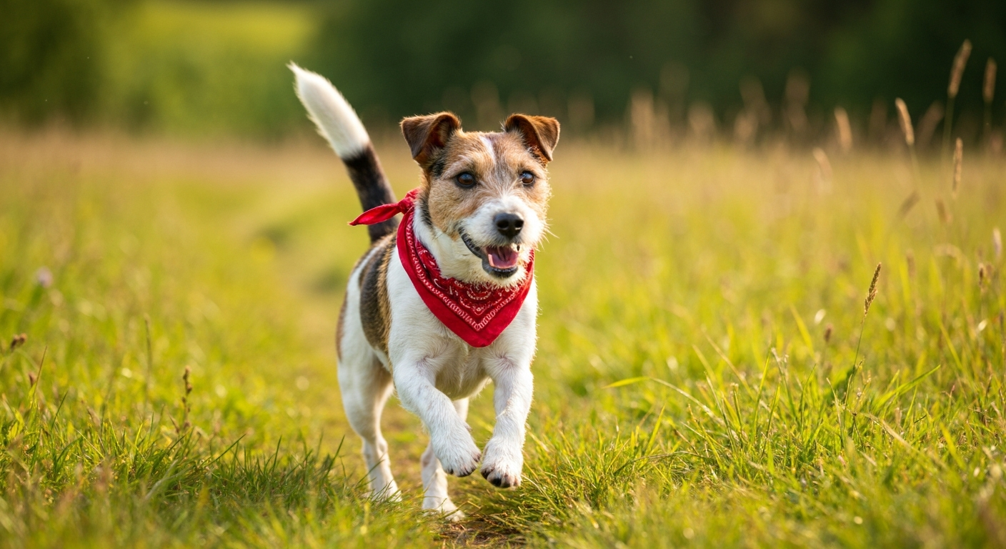A dog being walked along a quiet Irvine neighborhood path